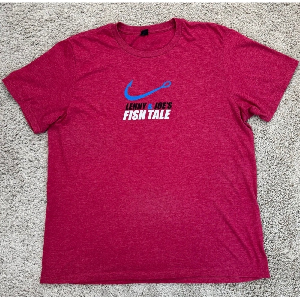 Lenny‎ & Joes Fish Tale T Shirt Mens XL Red Connecticut 2015 Graphic Tee Fishing